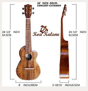 Cutaway Hawaii Ukulele Concert All Solid Acacia Koa Wood All Time Favorite