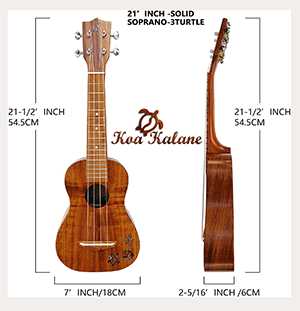 Hawaii Ukulele Soprano All Solid Acacia Koa Abalone Turtle Hawaiian Style